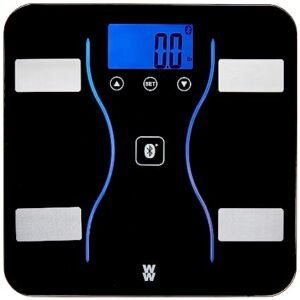 Weight Watchers Scales by Conair Smart Scale for Body Weight, Digital Bluetooth Smart Bathroom Scale with Body Fat, Muscle, and BMI in Black
